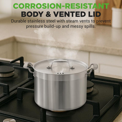 8 Qt Stockpot for Soups & Stews Induction Safe Stainless Steel