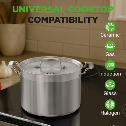 8 Qt Stockpot for Soups & Stews Induction Safe Stainless Steel