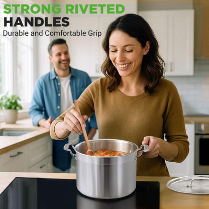 8 Qt Stockpot for Soups & Stews Induction Safe Stainless Steel