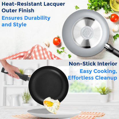 Kitchenware Pots & Pans Set – Basic Kitchen Cookware Black Non-Stick Coating Inside Heat Resistant Lacquer (6-Piece Set)
